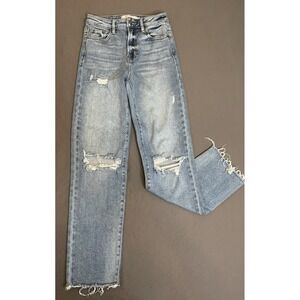 Hidden Los Angeles Jeans Women 24 Straight Leg Baggy High Rise Distressed